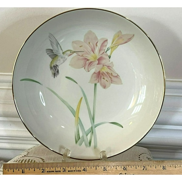 Vintage, Rare Hummingbird and Flower Porcelain Decorative Bowl
