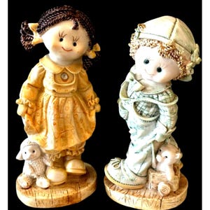 Vintage Rag doll Boy and Girl Pair, Collectible Figurines, Kids room decor, Cute