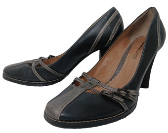 Donald Pliner Sport Chunky Chaussures à talons hauts en cuir Maryjanes Sz 8,5 noir gris