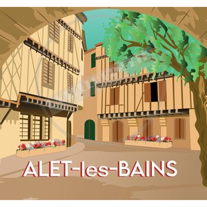 ALET-LES-BAINS Aude Vintage-Landschaftsplakatdekor