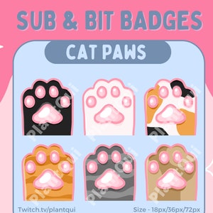 Cat/Animal Paw Sub/Bit Badges For Twitch