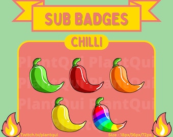 Chilli / Spicy Sub Badges Für Twitch / Twitch Bit Badges / Twitch Channel Point Icons