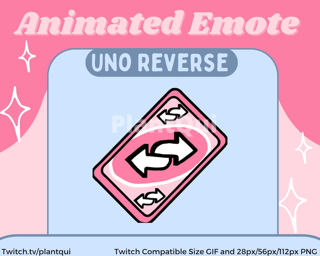 ANIMATED Uno Reverse Card Twitch Emote / Pink Card Emote / 