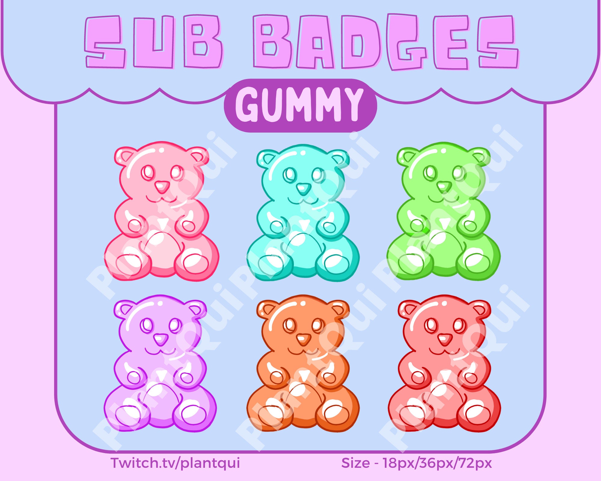 Gummy Bear Sub Badges | Premade Twitch Sub Badges | Twitch Bit Badges |  Discord Roles | Channel Points Icons