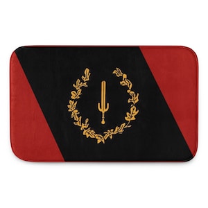 Soulaan Flag Bath Mat | Black Red Gold Bathroom Rug | Cultural Home Decor | Non-Slip Memory Foam