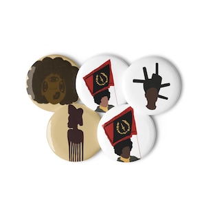 Black Heritage Pins - Set of 5 Afrocentric Button Badges