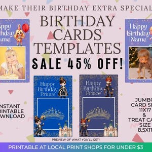 Modèles géants de cartes de joyeux anniversaire, cartes d'anniversaire personnalisées 11 x 17, modèles imprimables personnalisés, téléchargement, entièrement modifiables, enfants et adultes