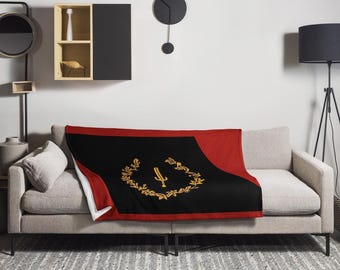 Manta con la bandera de Soulaan / Decoración cultural en negro, rojo y dorado / Manta suave y acogedora con herencia afroamericana