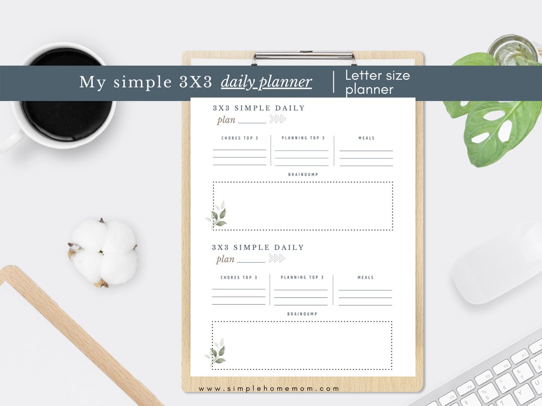 My Simple 3X3 Daily Planner Downloadable &amp; Printable Letter - Etsy