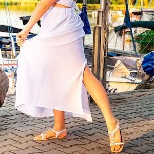 Maxi-Baumwollrock, Boho-Stil, ideal für Urlaub und warme Klimazonen, Double Gauze Musselin Rock, Baumwoll-Strandrock, Maxi-Sommerrock