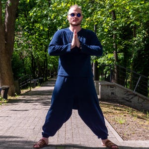 Harem Pants, HHandmade 100% Cotton Harem Pants – Unisex Drop Crotch Yoga Trousers, Fisherman Pants, Wide Leg Pants, Alibaba Aladin Trousers