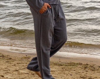Linen Viscose Lounge Pants: Men's Breathable Summer Trousers, Relaxed Fit