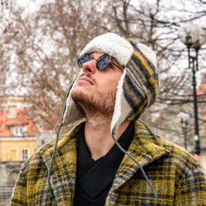 Bonnet aviateur en laine avec oreillettes : bonnet de ski chaud pour l&#39;hiver