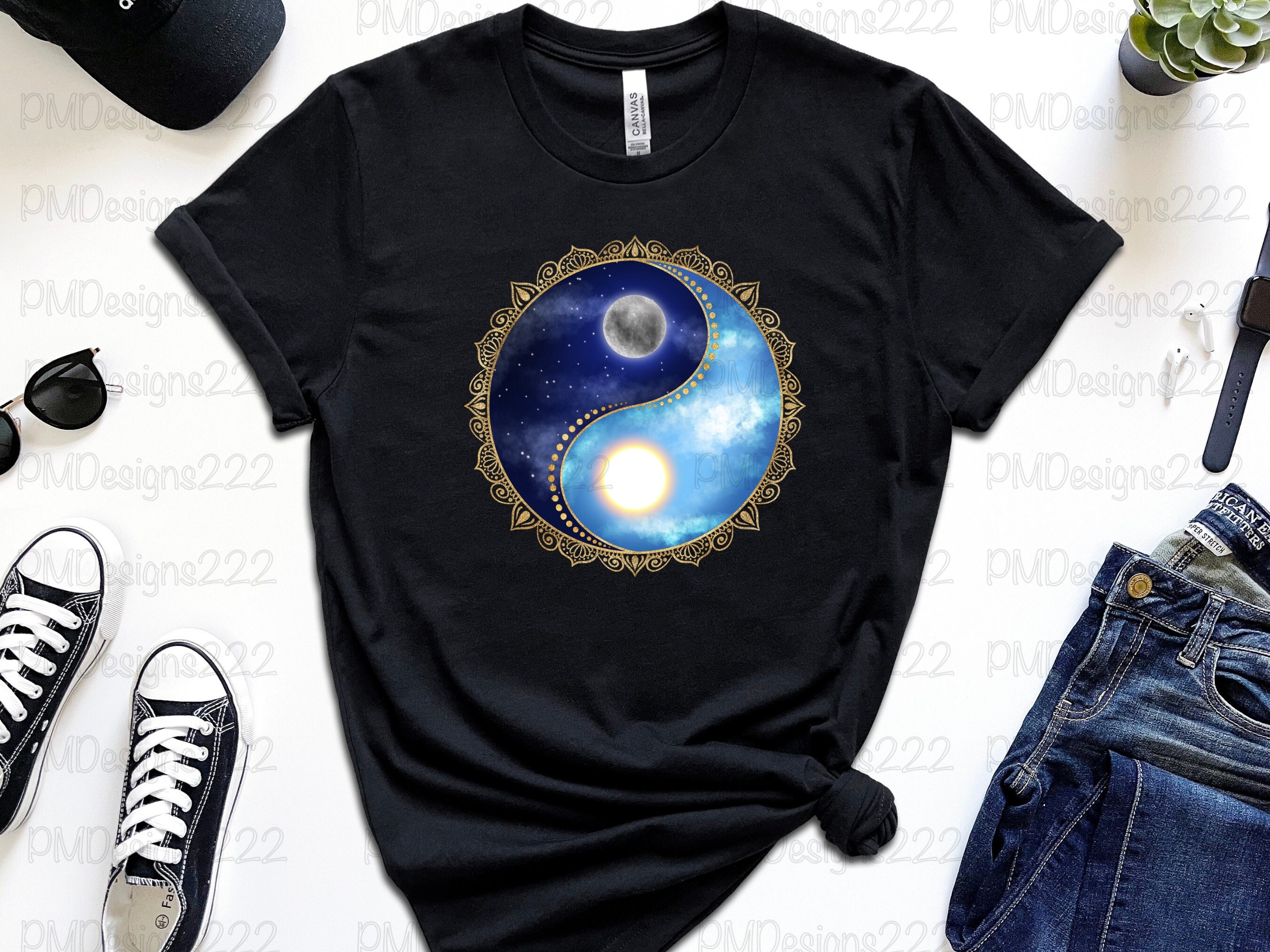 Sun and Moon Yin Yang Png, Celestial Png, Yin Yang Sublimation Graphics ...