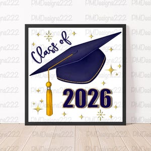 Class of 2026 png, senior 2026 png, graduation 2026 sublimation graphics, graduation png, graduation clipart, navy blue graduation cap png image 6
