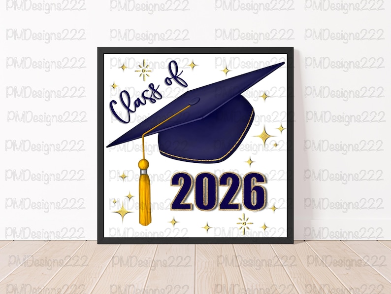 Class of 2026 png, senior 2026 png, graduation 2026 sublimation graphics, graduation png, graduation clipart, navy blue graduation cap png image 6