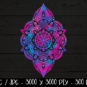 Colorful mandala png sublimation graphics, mandala printable, mandala wall art, mandala digital art, hand drawn mandala png digital design