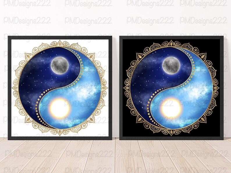 Sun and Moon Yin Yang Png, Celestial Png, Yin Yang Sublimation Graphics ...