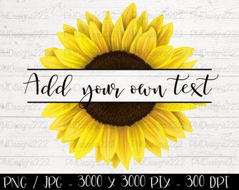 Sunflower png for sublimation, sunflower clipart, hand drawn sunflower, sunflower name frame, yellow sunflower clipart, sunflower printable
