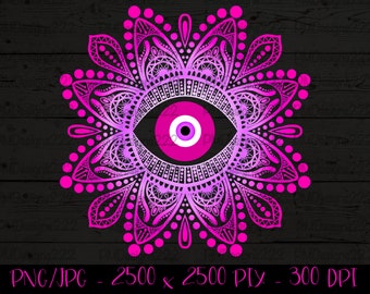 Pink Evil eye mandala, evil eye wall art, empath protection, mandala art, pink mandala evil eye design, evil eye sublimation graphics