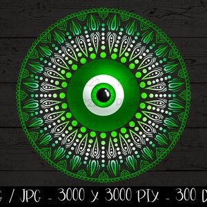 Green Evil eye mandala png, evil eye wall art, empath protection, mandala digital art, evil eye mandala sublimation, evil eye png for crafts
