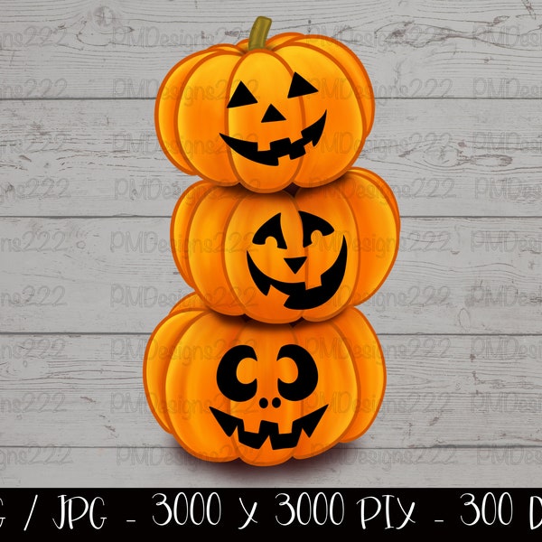 Halloween carved pumpkin stack sublimation graphic, orange stacked pumpkins, pumpkin png, fall shirt designs, fall clipart, digital download