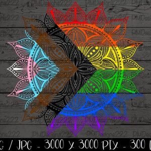 Progress Pride png, rainbow mandala png, mandala png, progress Pride sublimation, Pride month png, lgbtq png, mandala wall art, rainbow png