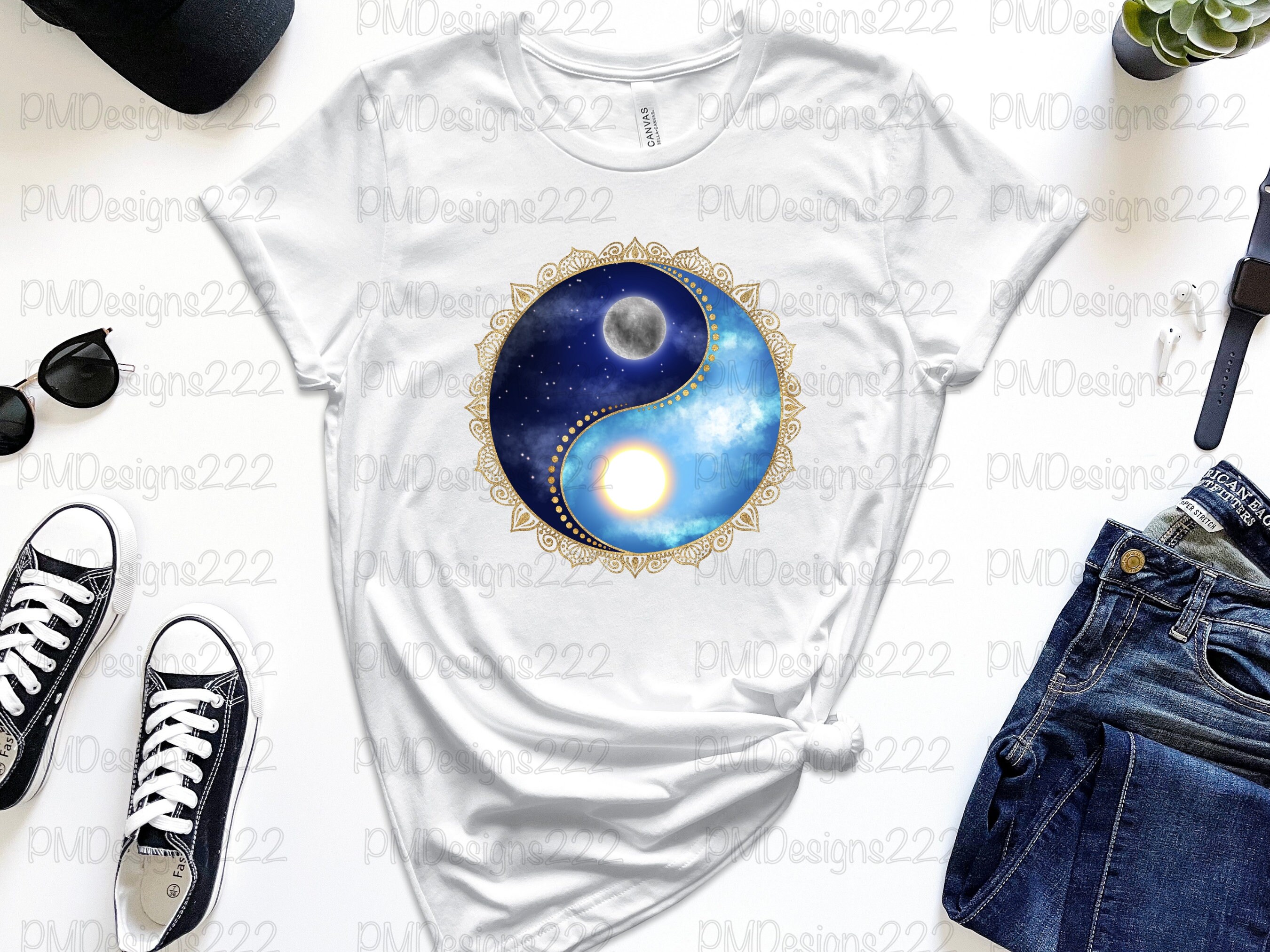 Sun and Moon Yin Yang Png, Celestial Png, Yin Yang Sublimation Graphics ...