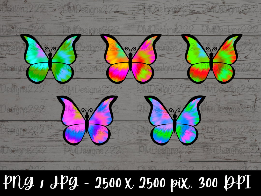 Tie Dye Png Bundle, Tie Dye Sublimation Png, Butterfly Png Bundle ...