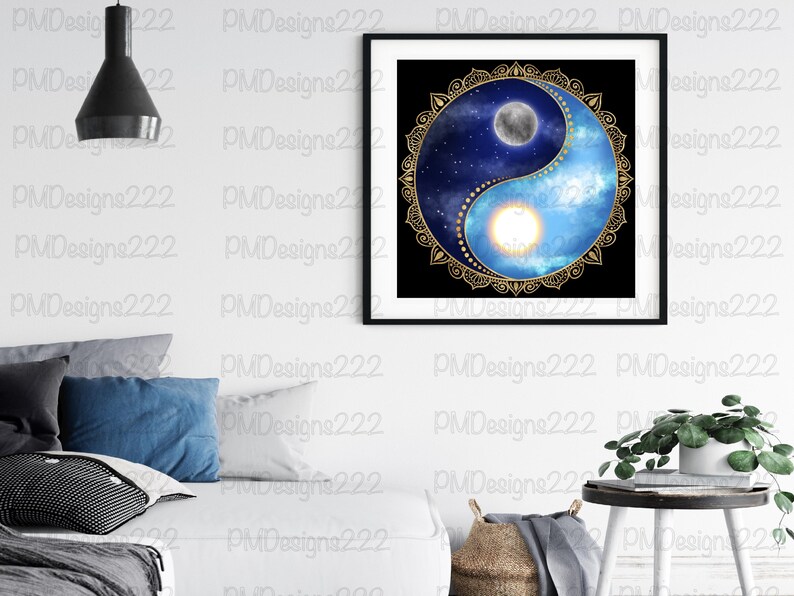 Sun and Moon Yin Yang Png, Celestial Png, Yin Yang Sublimation Graphics ...