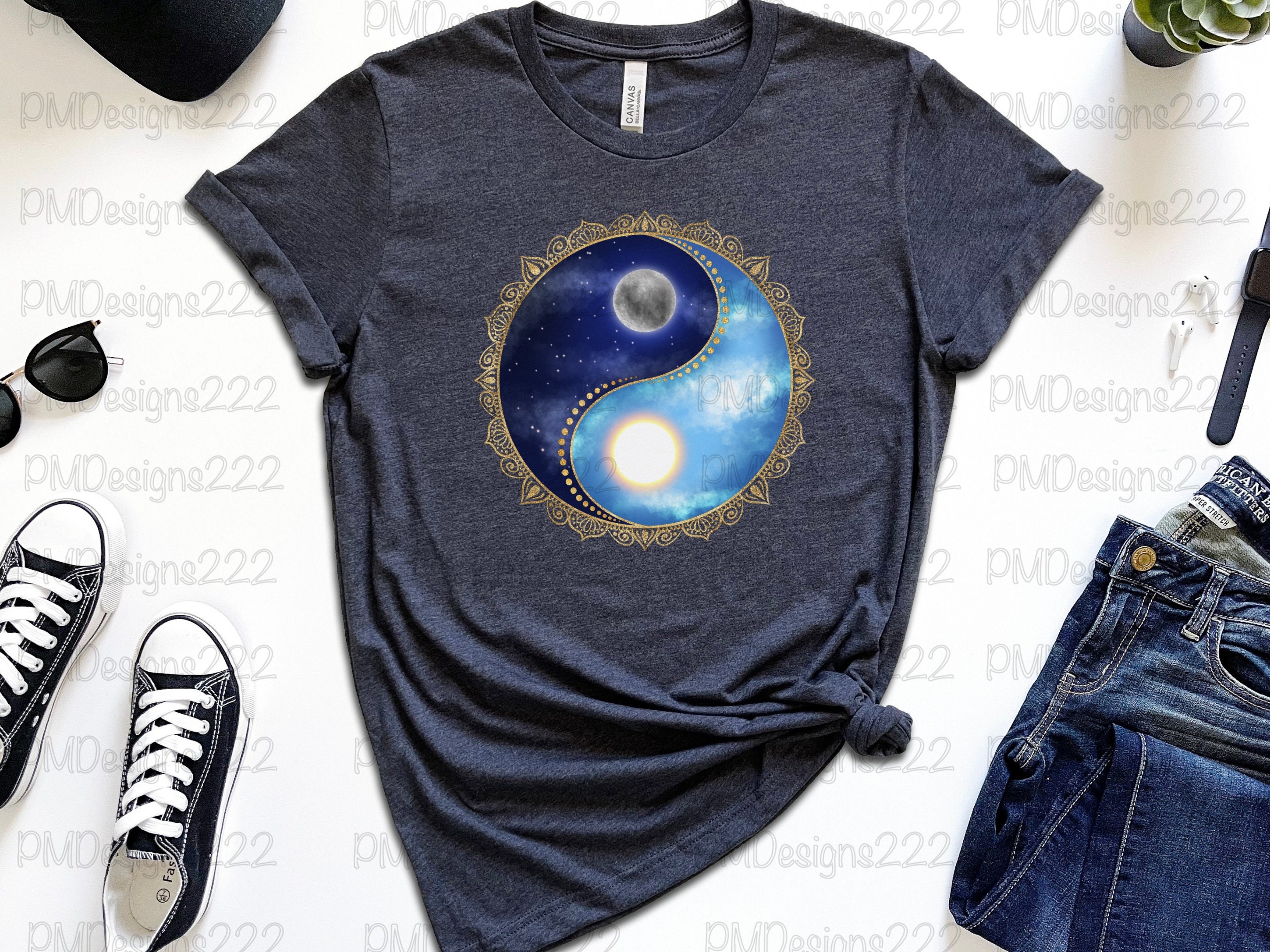 Sun and Moon Yin Yang Png, Celestial Png, Yin Yang Sublimation Graphics ...