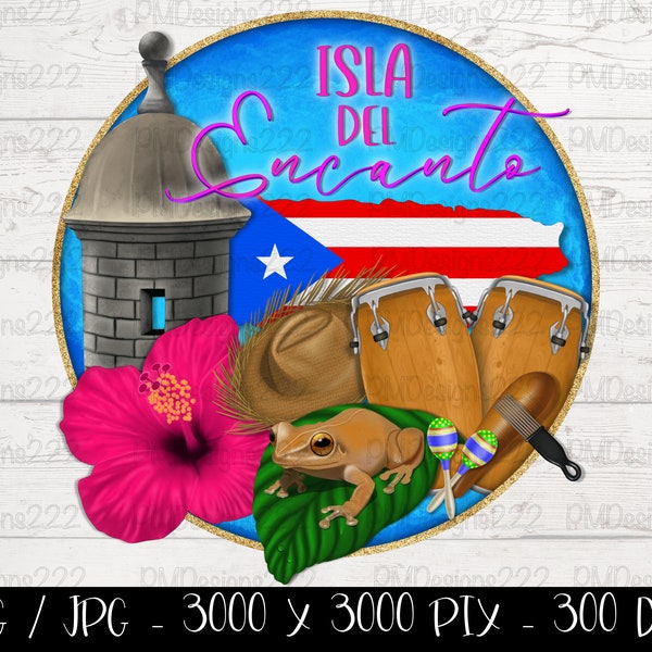 Puerto Rico png design for sublimation, Puerto Rico wall art, Isla del encanto png, Puerto Rico printable, boricua digital art for crafts