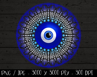 Mandala de mal de ojo PNG, arte mural contra el mal de ojo, protección contra la empatía, arte digital de mandala, sublimación de mandala de mal de ojo, descarga digital imprimible