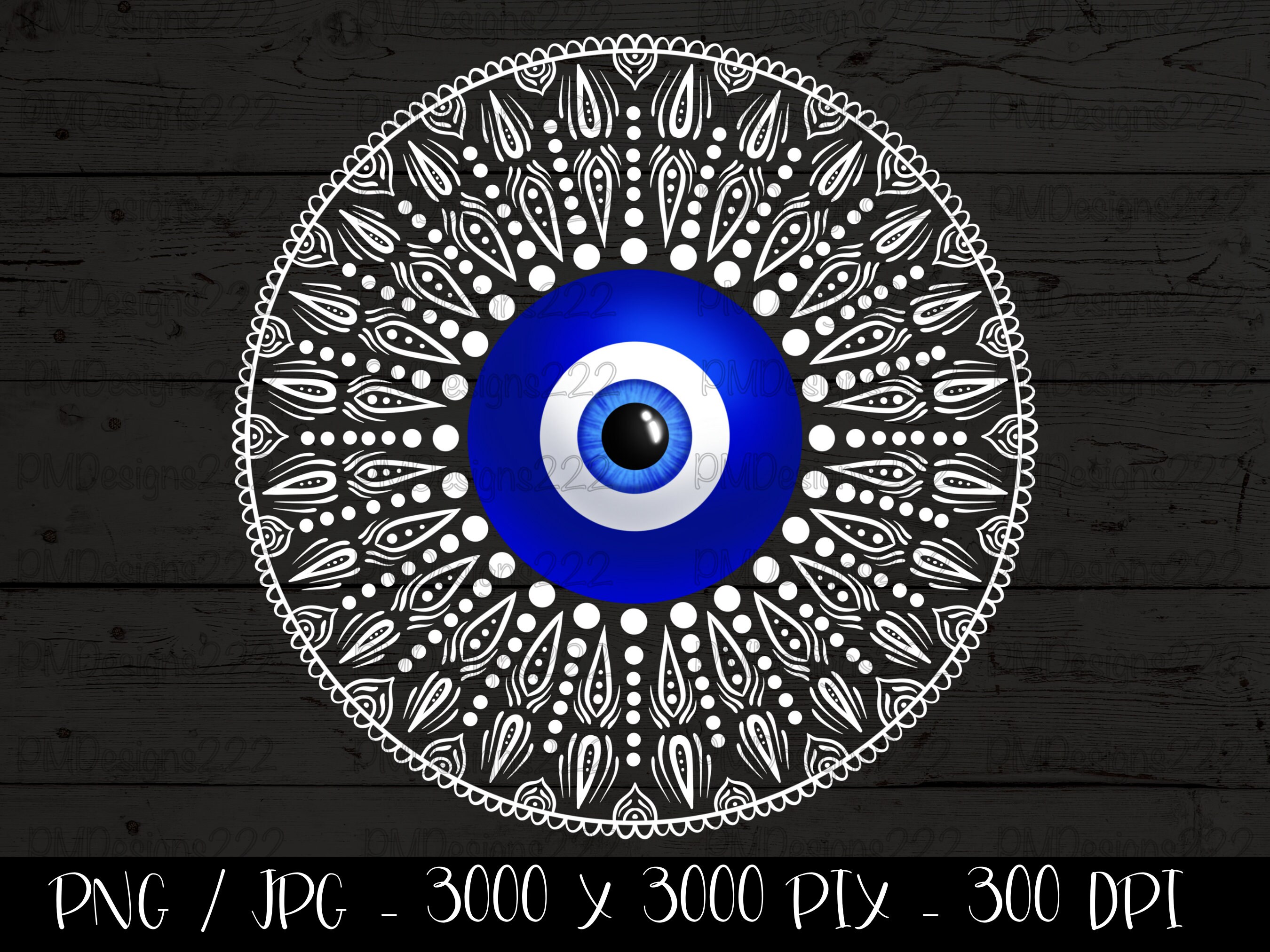 White Evil Eye Mandala Png, Evil Eye Wall Art, Empath Protection, Mandala Digital Art, Evil Eye