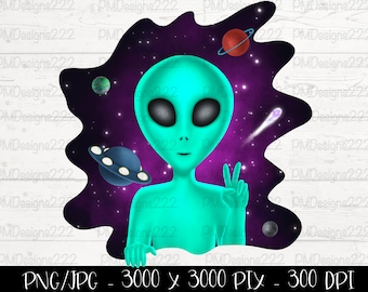 PNG extraterrestre, clipart extraterrestre, png espacial, png ovni, imprimible extraterrestre, imprimible espacial, clipart ovni, gráficos de sublimación espacial, png de signo de la paz