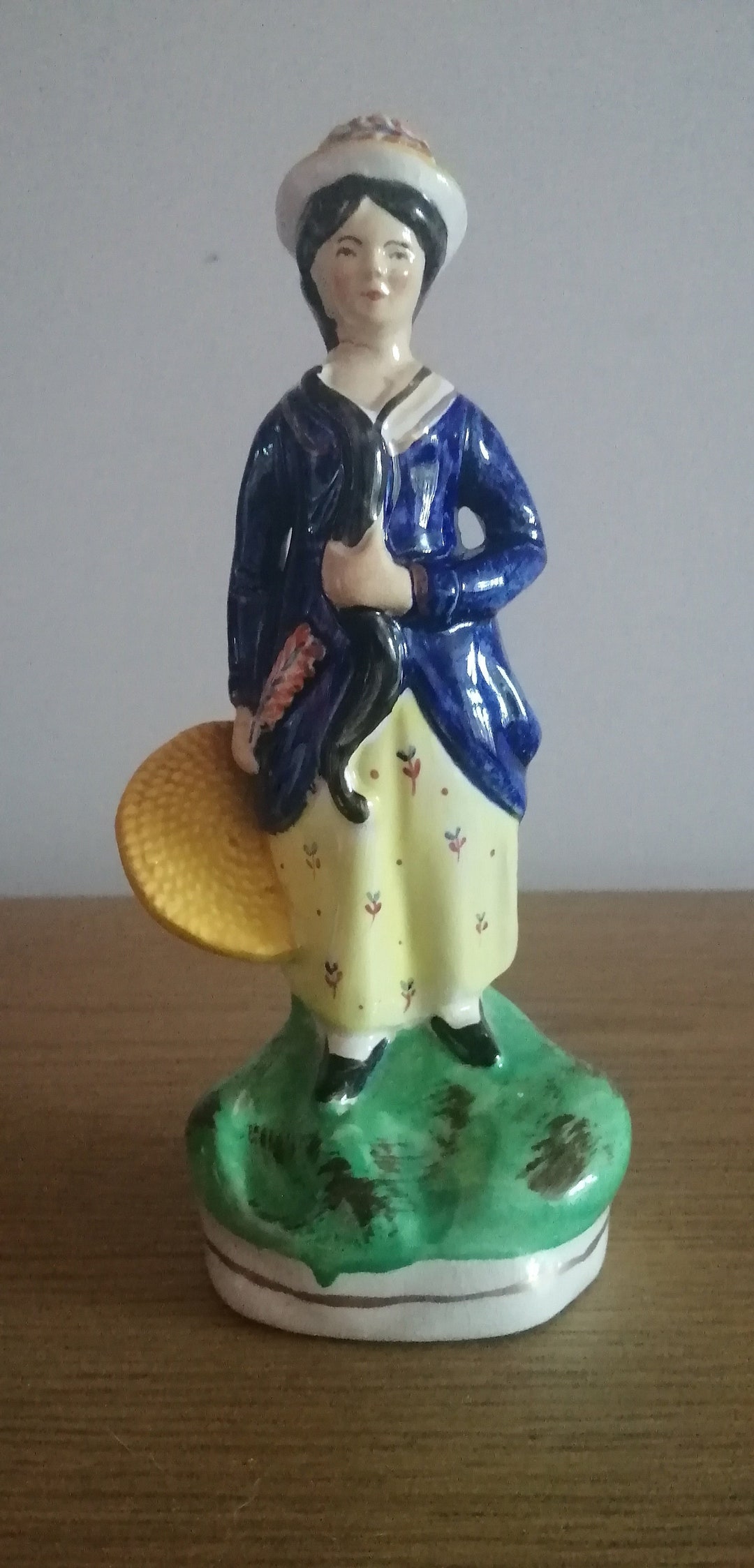 Antique Staffordshire Potteries Figurine of Woman Holding a Etsy UK
