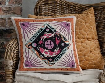 Pisces Zodiac Throw Pillow | Pisces Gift | Astrology Pillow | Pisces Zodiac Sign Decor