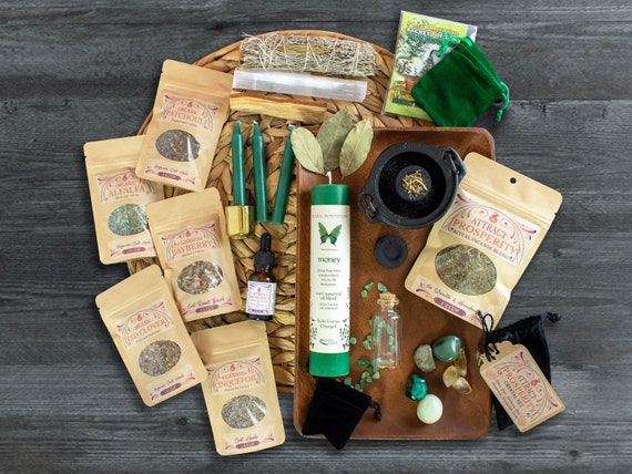 Attract Prosperity Ritual Kit | Witchcraft Supplies for Money Drawing | Candle Magick | Herbal Magick | Crystal Magick