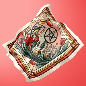 Beltane Stained Glass Altar Cloth | Floral Witchy Tarot Cloth | Premium Spring Altar Decor | 26, 36, or 50-inch altar cloth