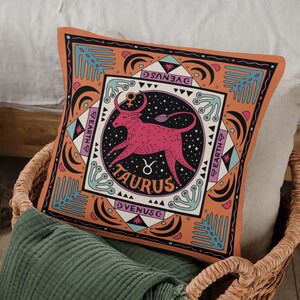 Taurus Zodiac Throw Pillow | Taurus Gift | Astrology Pillow | Taurus Zodiac Sign Decor