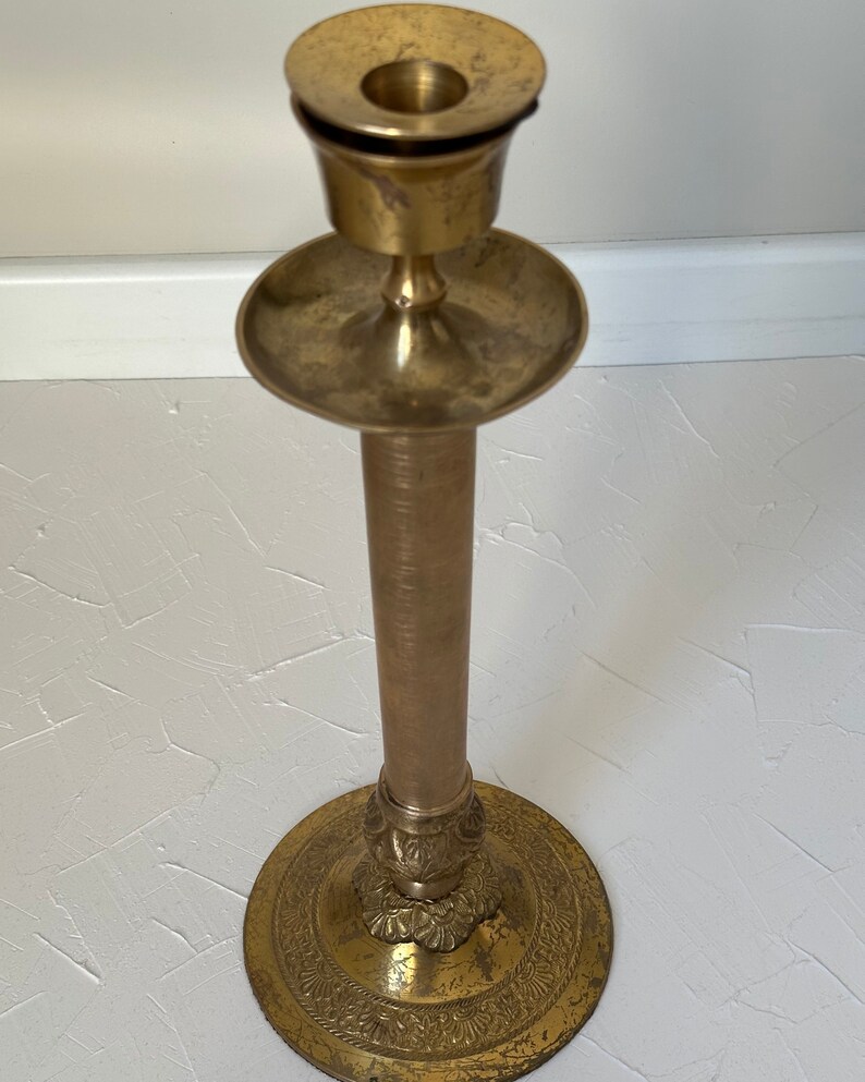Antique Brass Candlestick. Vintage Candle Holder & Snuffer. Etsy