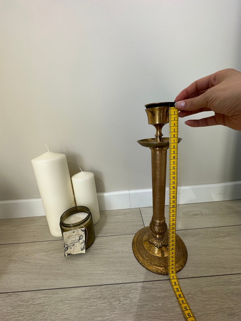 Antique Brass Candlestick. Vintage Candle Holder & Snuffer. Etsy