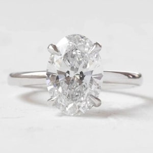 Oval cut moissanite solitaire engagement ring in 14k gold, ethical diamond alternative with minimalist design for modern brides Gift for Her