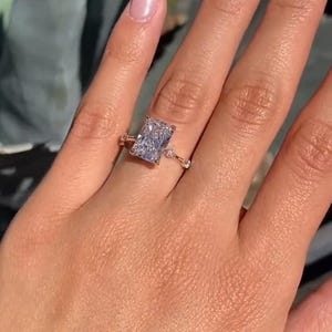 3CT Radiant Moissanite Anniversary Ring Spaced Diamond Set Ring Hidden Halo Pave Ring Art Deco Ring Engagement Ring For Women Gifts For Her