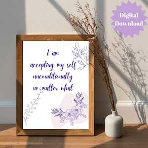 PRINTABLE Accepting in Yourself Affirmation, Self Love Wall Print, Self-Love Print, Definition of Self love, Self Care Printable