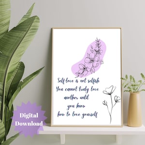 PRINTABLE Self Love Affirmation, Self Love Wall Print, Self-Love Print, Definition of Self love, Self Care Printable