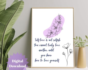 PRINTABLE Self Love Affirmation, Self Love Wall Print, Self-Love Print, Definition of Self love, Self Care Printable