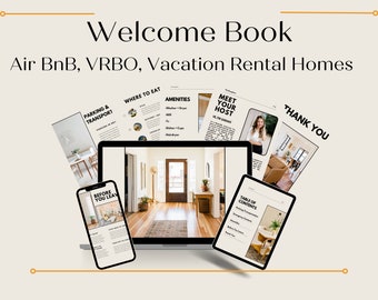 Air Bnb Welcome Book Template for Vacation Rentals VRBO Hosting Guide with Local Attractions and House Rules Editable Canva Welcome Guide