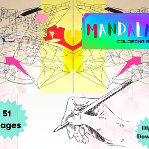 51 MANDALAS Coloring Book from Simple to Challenging Patterns for Adult Perfect for Stress Relief and Relaxation PDF, Printable, Digital