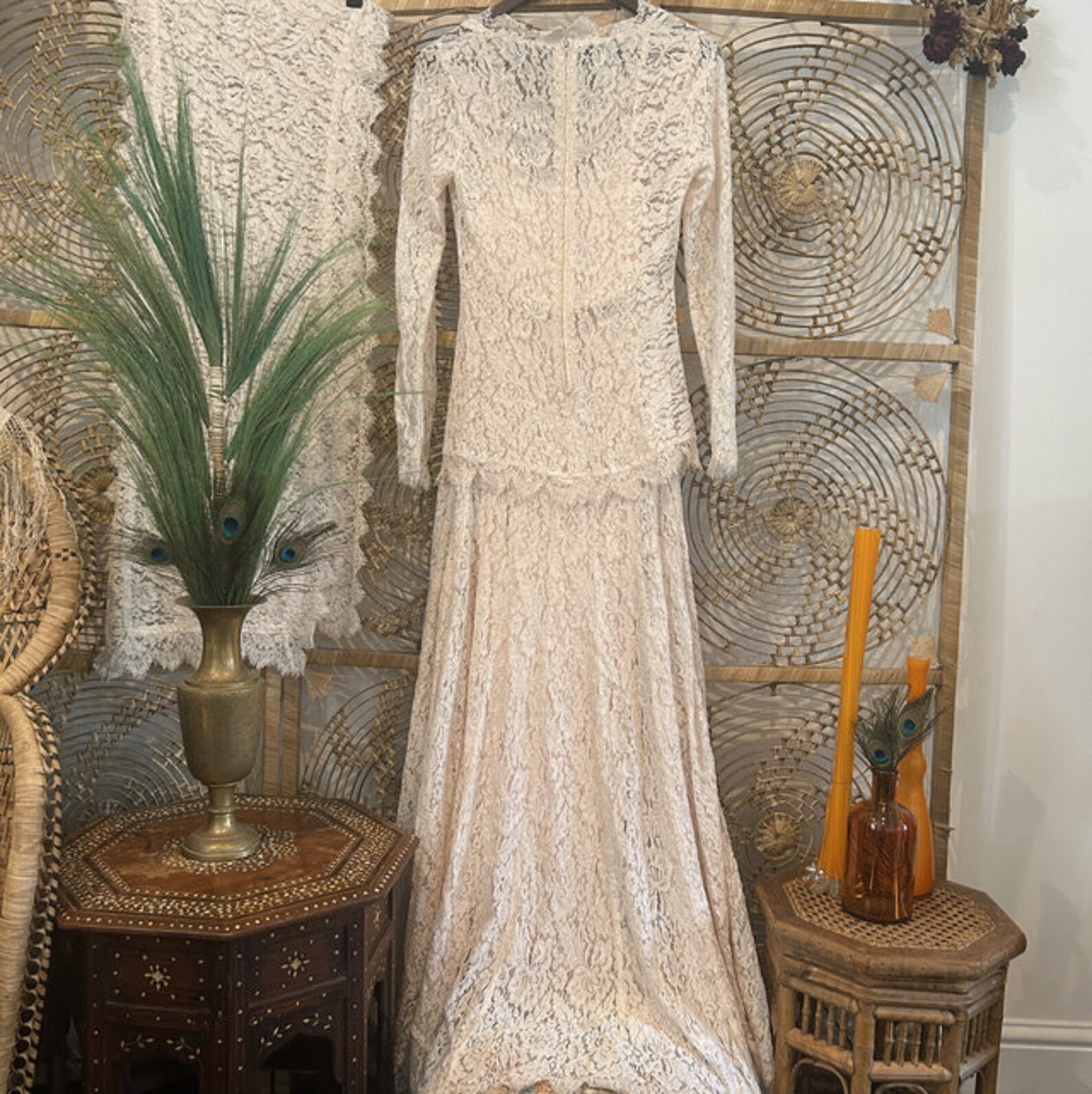 Rhiannon - 1970’s Tattered Lace Bohemian 4 Piece Bridal Set Wedding ...